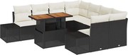 vidaXL Set de masă pentru grădină cu pernă 9 pcs Negru și Crem