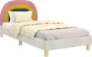 vidaXL Cadru de pat pentru copii cu spătar Crem 80 x 200 cm Catifea