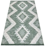 Covor ECO SISAL BOHO MOROC Caro 22312 franjuri - două niveluri de lână verde / cremă, covor reciclat