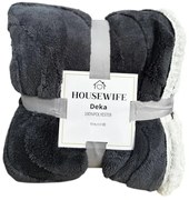 Patura de lux din microplus NESTIVE gri inchis, imitatie de miel Dimensiuni: 150 x 200 cm