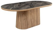Masa ovala, Ceramica Gri, Furnir Nuc, UNIQUE 200cm A-46380 VC
