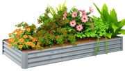 Outsunny Pat de flori dreptunghiular, pat de grădină înalt din oțel galvanizat, fund deschis, 240 x 120 x 30 cm, argintiu gri | Aosom Romania