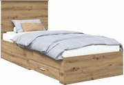 vidaXL Cadru de pat Stejar Artizanal 100 x 200 cm Lemn compozit