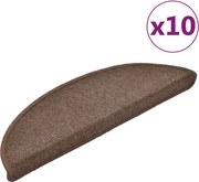 vidaXL Covorașe scări, 10 buc., 56x17x3 cm, maro cafea, semirotunde
