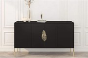 Comodă lemn masiv Merlin Personalizabilă Accesorii placate cu Aur, 138 × 40 × 79 cm - Alb