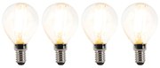 Set de 4 becuri LED E14 cu dimmer P45 transparent 3W 250lm 2700K