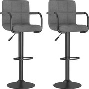 vidaXL Scaune de bar, 2 buc., gri deschis, material textil