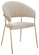 Fotoliu de sufragerie de design Dasmona 1 (Bej + Auriu + Crom) . 1097098