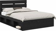 vidaXL Cadru de pat cu headboard Negru 140 x 200 cm Lemn de pin masiv