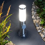 Brilagi - Lampă de exterior NOVA cu 2 prize SCHUKO 1xE27/15W/230V 40 cm IP44 crom