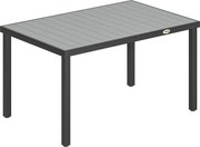 Outsunny Masă de grădină pentru 4-6 persoane, masă de exterior cu blat cu lamele, 140 x 90 x 74 cm, gri | Aosom Romania