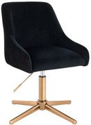 HR920CROSS Scaun Neagră din Catifea cu Bază Aurie