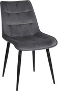 Scaun RON, gri inchis/negru, stofa catifelata/metal, 48x62x87 cm
