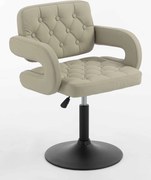 HR8403N Scaun Ecru Piele Ecologica Premium Soft cu Bază Neagră