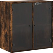 vidaXL Dulap de perete cu uși din sticlă, stejar fumuriu,68x37x68,5 cm