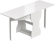 HOMCOM Masă de Bucătărie Pliabilă pentru 4 Persoane cu Raft, din Lemn, 160x60x75 cm, Alb | Aosom Romania