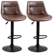 HOMCOM Set 2 Scaune de Bar, Scaune înalte, reglabile în înălțime, incl. Suport pentru Picioare, 46.5cm x 50cm x 108cm, Negru + Maro | Aosom Romania
