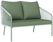 Outsunny Canapea de Grădină cu 2 Locuri, Perne Detașabile, Brațe și Cadru din Oțel, 112x72x76 cm, Verde | Aosom Romania