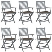 vidaXL Scaune pliante de exterior cu perne 6 buc. lemn masiv de acacia