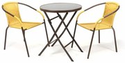 Set de grădină BISTRO 2 scaune+masă-polyrattan bej