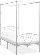 vidaXL Cadru de pat cu baldachin, alb, 90 x 200 cm, metal