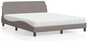 vidaXL Pat cu saltea, gri taupe, 160x200 cm material textil