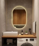 Oglindă Baie LED și Dezaburire Elit's Premium cu Senzor Touch, Lumina Rece, Caldă și Neutră, 50x80cm,Iluminare spate