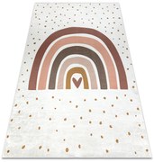 BAMBINO 46960 covor lavabil Curcubeu, puncte pentru copii anti-alunecare - alb / maro