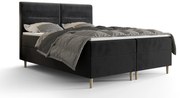 Pat matrimonial Boxspring 140 cm Saruta (negru) ( cu saltea și sp. depozitare). 1047350
