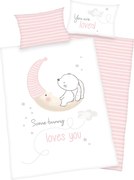 Set lenjerie de pat reversibila pentru copii Little bunny 100/135 cm