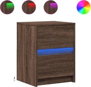 vidaXL Noptieră cu lumini LED, stejar maro, lemn prelucrat