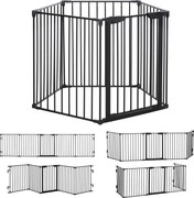 PawHut Poartă pentru Câini de Talie Mică și Medie, Țarc Pliabil cu Structură Modulară cu 5 Panouri, 300x3x74.5 cm, Negru | Aosom Romania