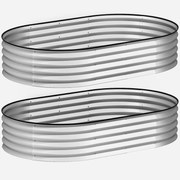 Outsunny Set de 2 jardiniere înălțate din oțel galvanizat kit paturi de grădină margine cauciuc 152 x 91 x 30 cm argintiu | Aosom Romania