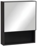 kleankin Șifonier de baie cu oglindă montat pe perete din oțel inoxidabil cu ușă și raft dim.46 x 13,5 x 58 cm negru | Aosom Romania