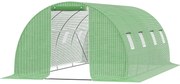 Outsunny Seră de Grădină Tunnel 18 m² dim. 6L x 3l x 2H m - 8 ferestre, Ușă cu Fermoar Rulabil - Structură Tubulară Oțel Galvanizat, Folie PE de Înaltă Densitate Verde | Aosom Romania