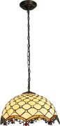 Brilagi - Candelabru Tiffany din vitralii, cu lanț, culoare ivoriu, 1xE27/60W/230V, Ø 40 cm