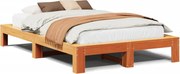 vidaXL Cadru pat fără saltea, maro ceruit, 135x190 cm, lemn masiv pin