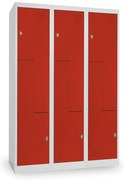 Dulap metalic Z, 3 compartimente, 120 x 50 x 180 cm, blocare roșu - ral 3000