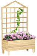 Outsunny Ghiveci din Lemn cu Grilaj pentru Plante Cățărătoare, Ideal pentru Legume și Flori, 90x43x150 cm, Design Natural | Aosom Romania
