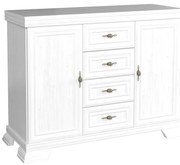 Comoda cu 2 usi si  4 sertare, pin andersen, Kora KK3, 128x97x46 cm