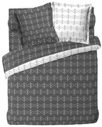 Husă de pilotă albă/gri închis din bumbac pentru pat dublu/extinsă 240x220 cm Aristide – douceur d'intérieur