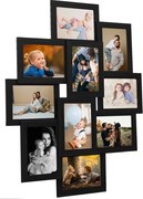 vidaXL Ramă foto colaj, negru, 10x (10x15 cm) foto, MDF