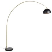 Lampa de podea arcuită modernă din alamă cu bază din marmură și abajur negru 32,5 cm - XXL