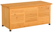 Outsunny Cutie depozitare grădină, pentru perne și accesorii, rezistentă la intemperii, lemn masiv, 127x56x60 cm, galben | Aosom Romania