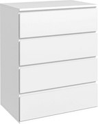 HOMCOM Comodă cu 4 Sertare, Organizator de Depozitare cu Ghidaje Metalice și Mânere cu Caneluri, 60x40x80 cm, Alb | Aosom Romania