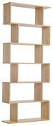 HOMCOM Bibliotecă raft zig zag Design Contemporan 80L x 23l x 192H cm 6 Niveluri Culori lemn de stejar deschis | Aosom Romania