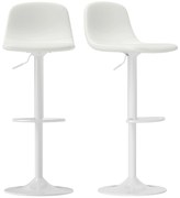 HOMCOM Set 2 Taburete Înalte Ajustabile 360° cu Spătar și Suport de Picior pentru Bucătărie Bar sau Sufragerie 40,5x44x84-104 cm Alb | Aosom Romania