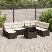vidaXL Set de canapele pentru grădină cu pernă 9 pcs maro și crem