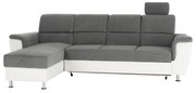 Coltar extensibil SANTIAGO stanga alb-gri, 260x86/106x168 cm