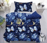 Lenjerie de pat din bumbac BUTTERFLY AND MOON albastru inchis Dimensiune lenjerie de pat: 70 x 90 cm | 140 x 200 cm